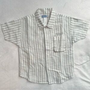 Vintage Jean Bourget Zephir Tiny Boys Short Slv Shirt 4T White Vertical Stripe